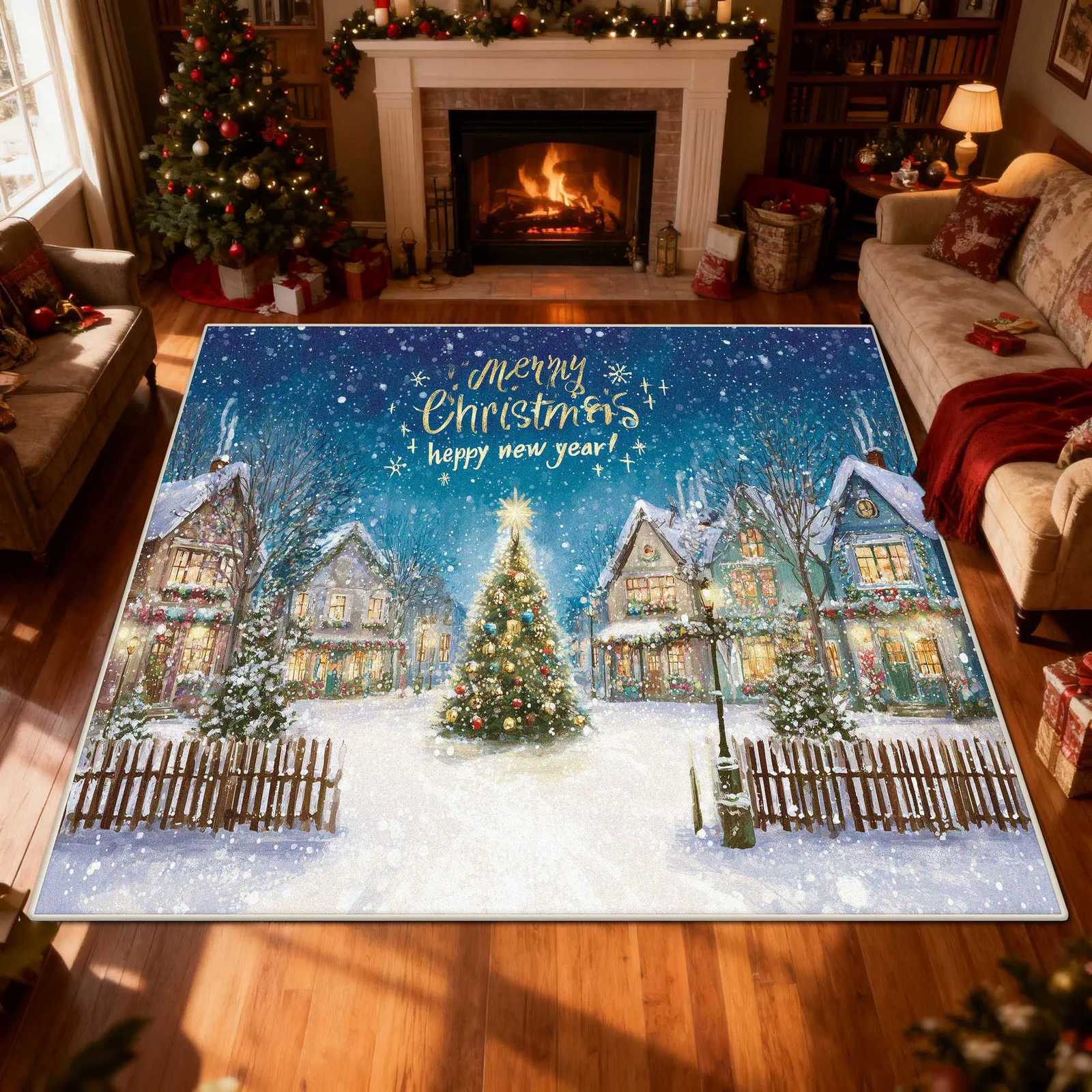 New Christmas Creativity Decoration Carpet for Living Room High-end Sofa Area Rug Bedroom Bedside Entrance Door Mat CustomizableM251117