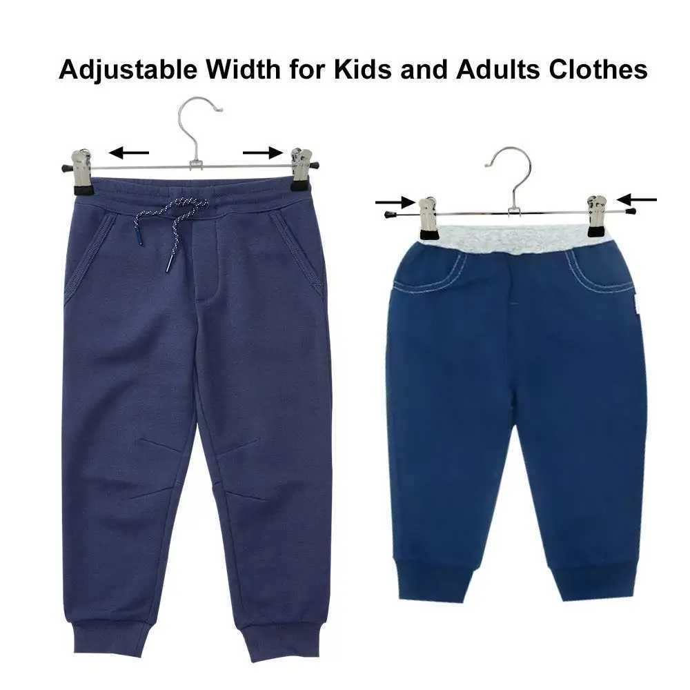 Pants Hangers with Clips Heavy Duty 10 Pack Adjustable Metal Pants Hanger Skirt Hangers with Clips Space Saving Hangers C251117