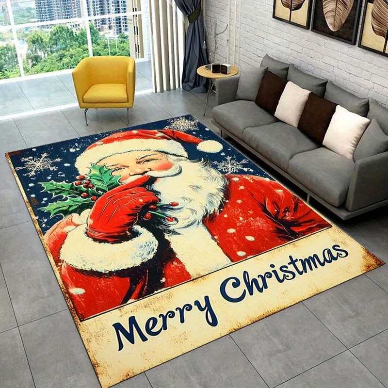 Vintage Santa Claus Christmas Rug for Festive HomesHoliday DecorMerry Christmas Area Rugs Anti slip carpet can be machine washedM251117