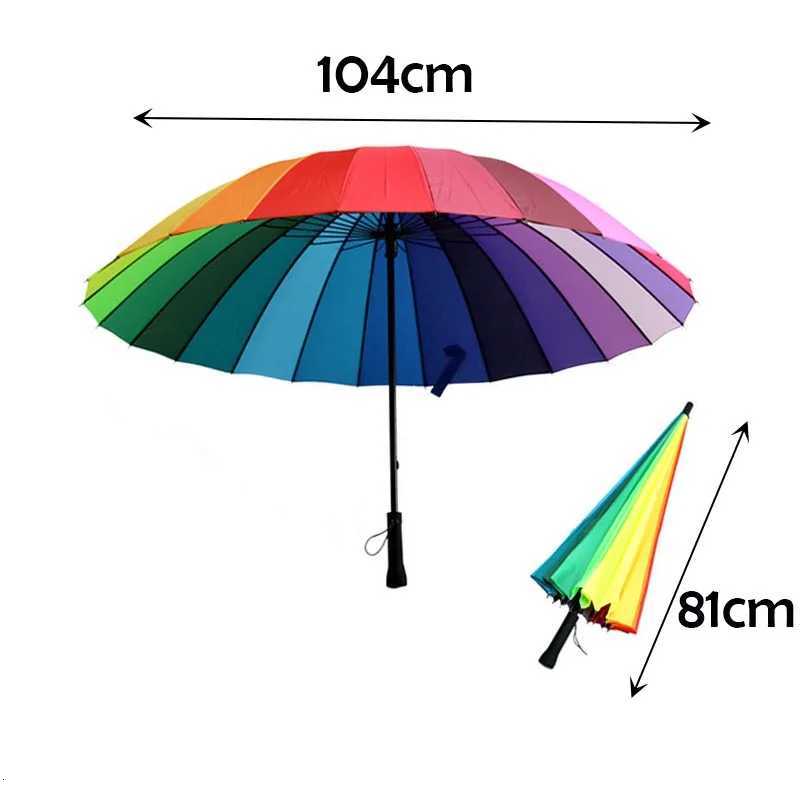JPZYLFKZL 24K New Long-handle Rainbow Umbrella 2-3 People Car Luxury Large Windproof Straight Umbrella Corporation C251117