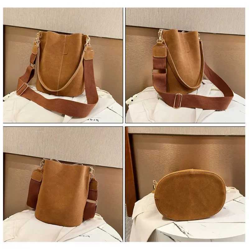 Frosted Leather Bucket Bag For Women Vintage Bucket Bag Ladies Handbag Casual Satchel Bag Adjustable Straps Retro MinimalistW251117