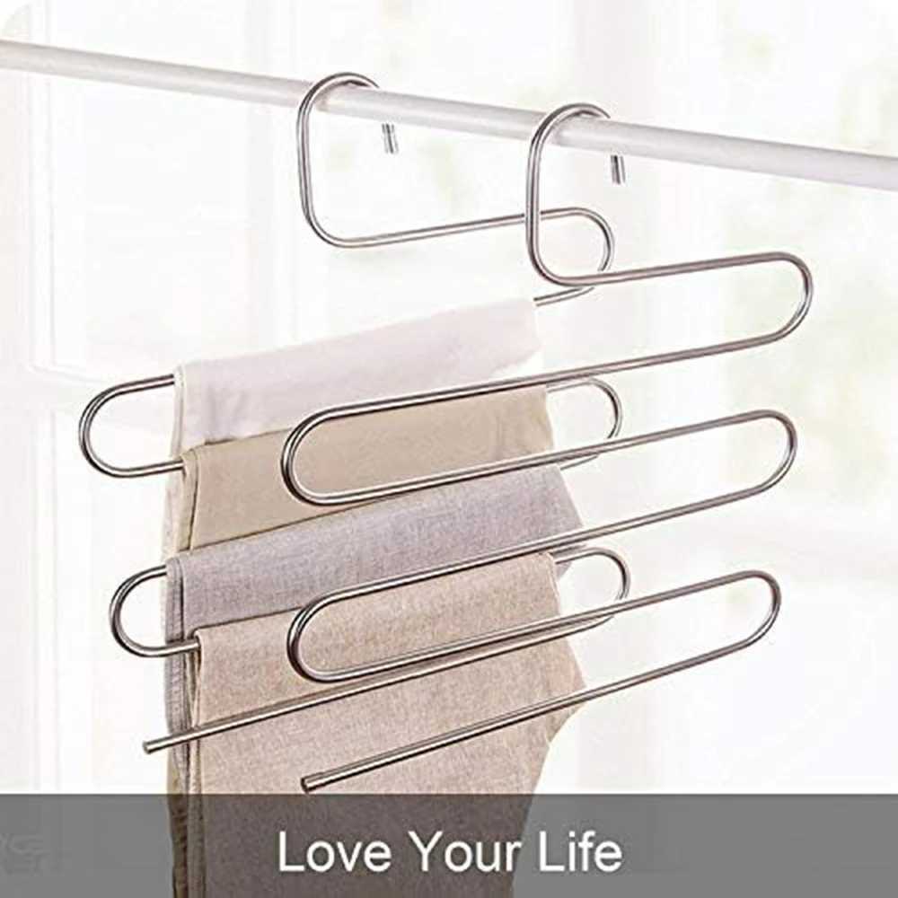 Pants Hangers Non-Slip S-Shape 3Pack Trousers Hangers Stainless Steel Clothes Hangers Closet Storage Organizer for Pants Jeans C251117