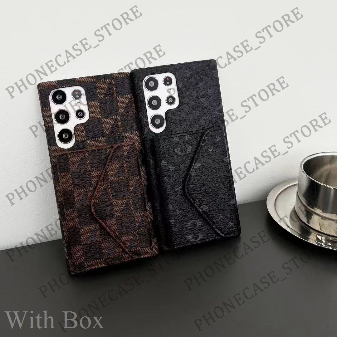 Phone Case S23 S24 S25 S26 S27 S28 Ultra Samsung LU Designer Card Holder Hi Quality Leather Wallet Purse S S21 S22 21 22 23 24 25 26 27 28 Plus Ultra with Box DCS 416