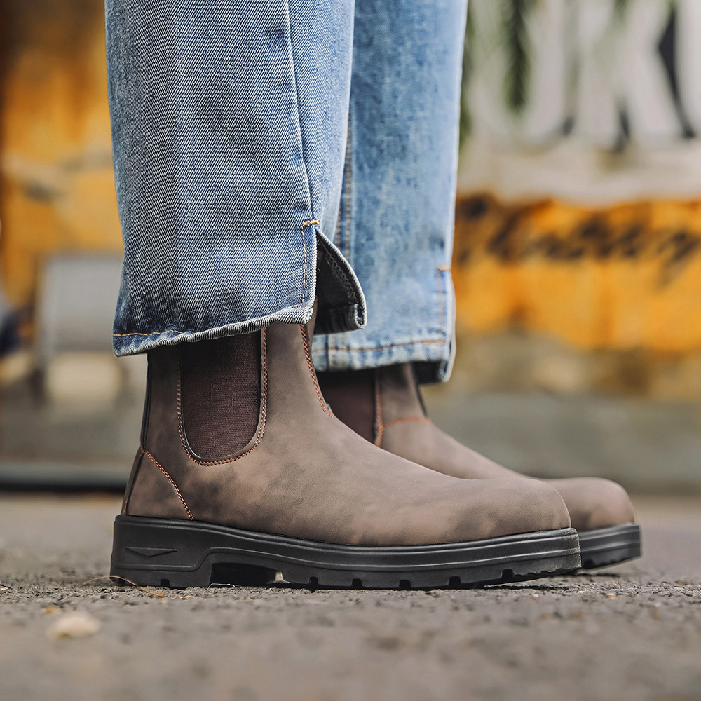 Free Shipping Retro Distressed Chelsea Ankle Boots Autumn New Style Suede Leather Material Elastic Fabric Paneling Non-Slip Wear-Resistant Work Boots