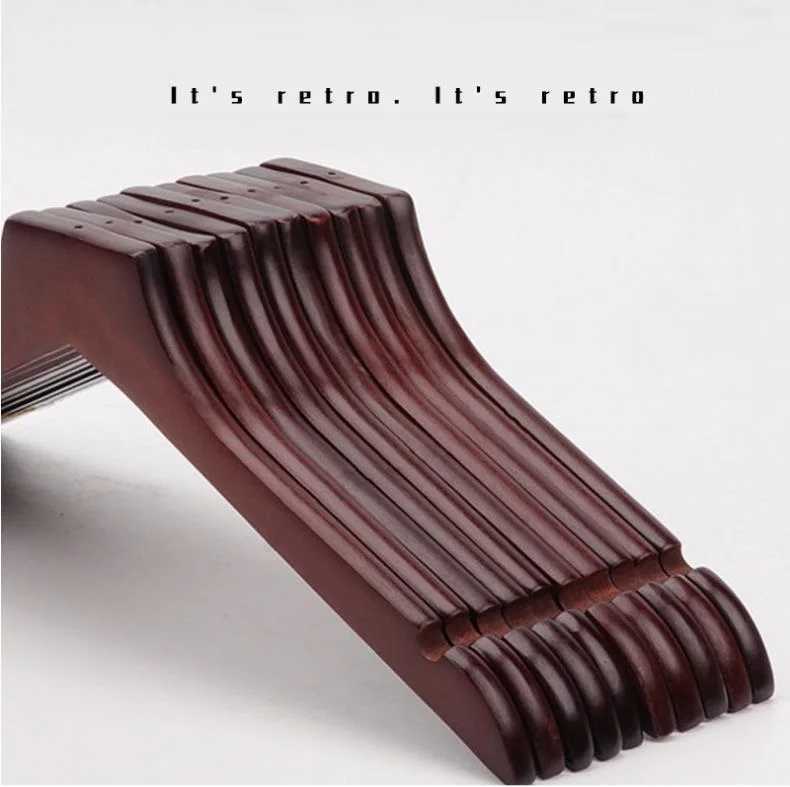 10Pcs/set Adult Child Extra-Wide Solid Wood and Metal Hook Wooden Hangers With Notches Non-slip Metal Hook for Clothes C251117