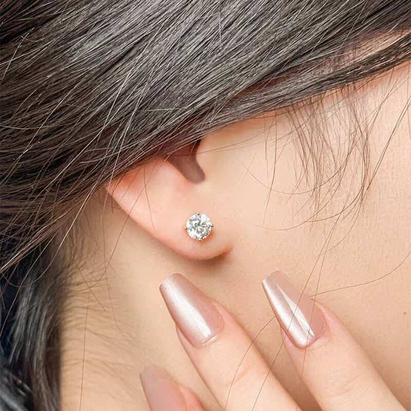 10K Gold Diamond Earrings Studs 1ct Round Cut DE VVS2 VS1 Lab Diamond IGI Certified Yellow White Gold Diamond Earring Studs