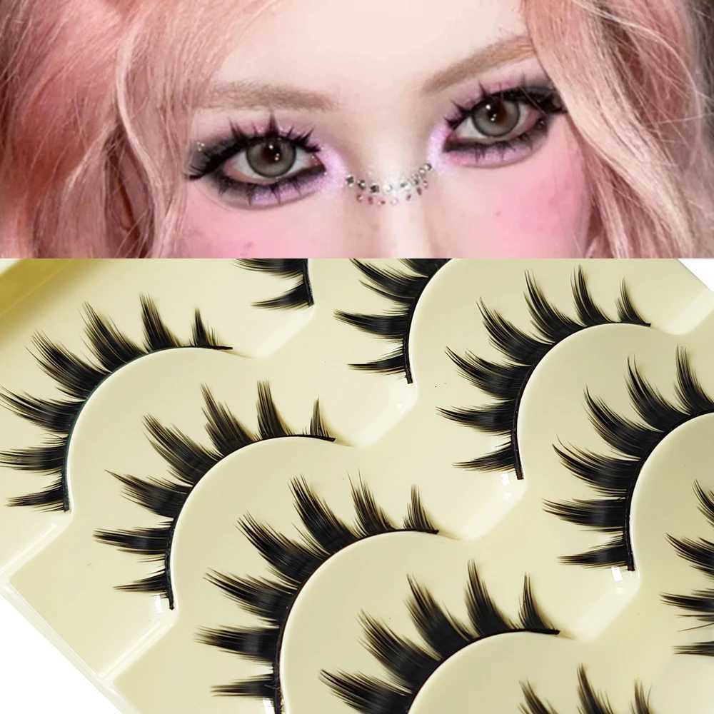 5 Paris Cat Eye False Eyelashes Long Thick Cosplay Fake Eye Lashes Extension Smokey Natural Makeup Handmade ReusableT251117