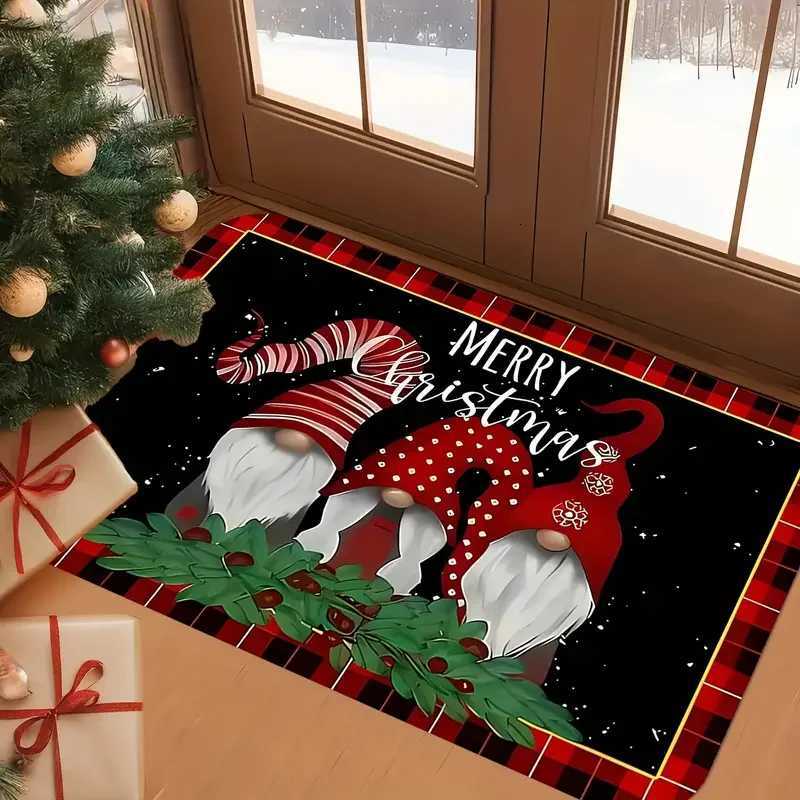 Christmas With Holly Berry Pattern Welcome Floor Mat Premium Flannel Bathroom Living Room Bedroom Office Christmas DecorM251117