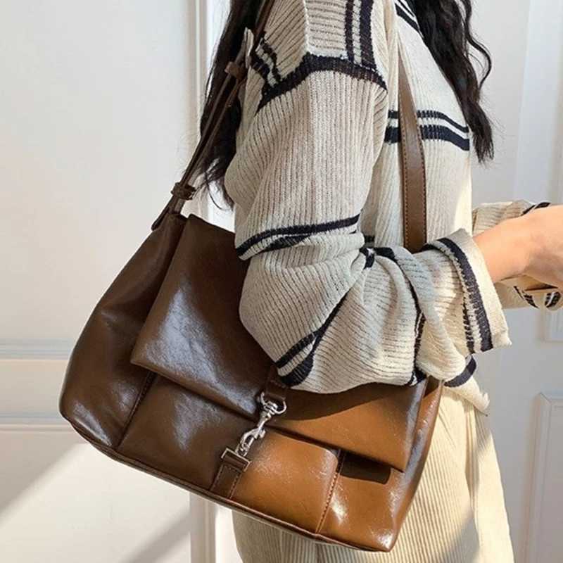 PU Leather Shoulder Bag Large Capacity Underarm Bag Casual Shoulder Handbag Purse for Women Girl Dating Travel WorkW251117