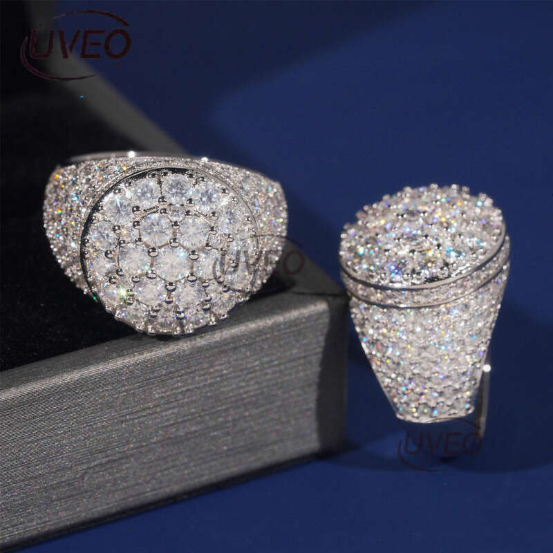 Moissanite Ring 925 Jewelry Iced Out VVS Gold Hip Hop Pass Dias Tester Fashion Sterling Silver Mens