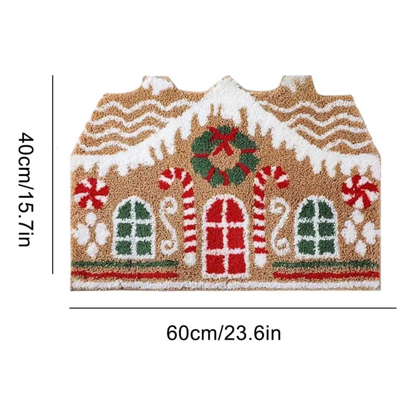 Christmas Doormat Non-Slip - Gingerbread House Holiday Front Door Mat for Indoor Outdoor Welcome Mat for Living Room EntrywayM251117