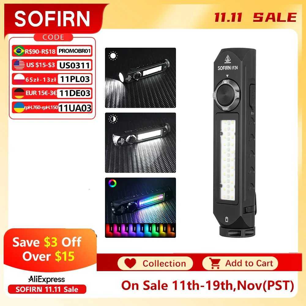 Sofirn IF24 RGB Powerful 2000Lm Flashlight 18650 Rechargeable Rotary Switch Torch with Magnetic Tailcap M251117