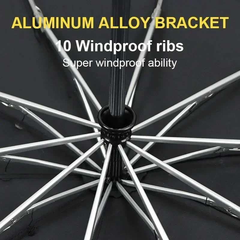 Windproof Automatic Umbrella With LED Flashlight Reflective Stripe Reverse Light Umbrellas Rain Men Women Large Folding Parasol C251117