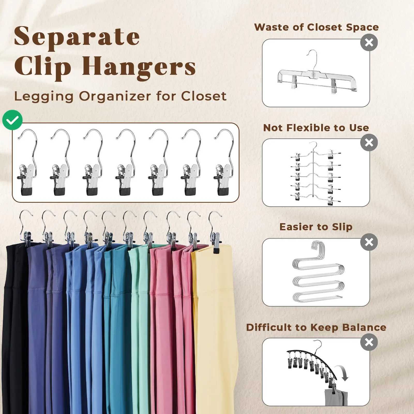 Pant Hangers with Clips Leggings Hangers for Closet Shorts Hangers with Clips Clothes Hangers with Clips Skirt Hangers for Women C251117