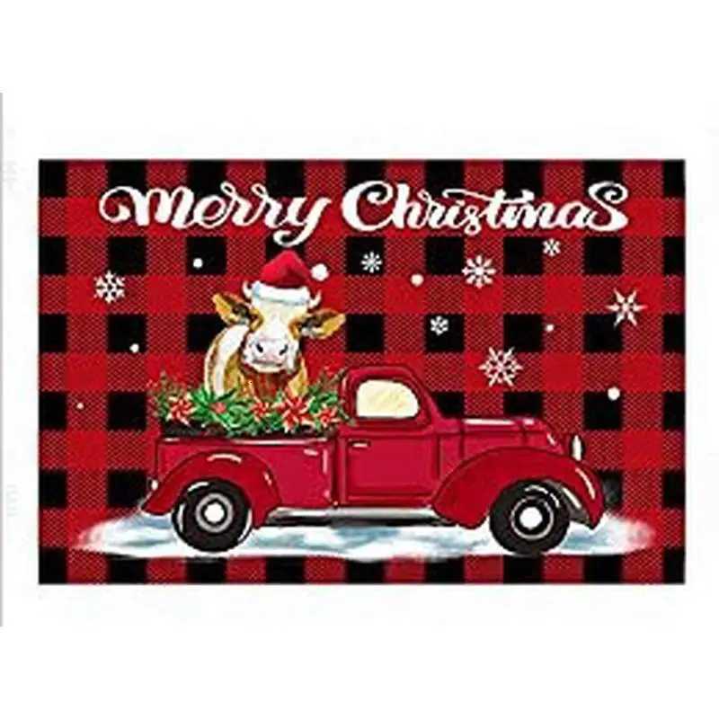 VIKAMA Christmas Water-Saving Checkered Print Carpet Home Decor Soft And Absorbent Non-Slip Dirt-Proof Bathroom Or EntranceM251117
