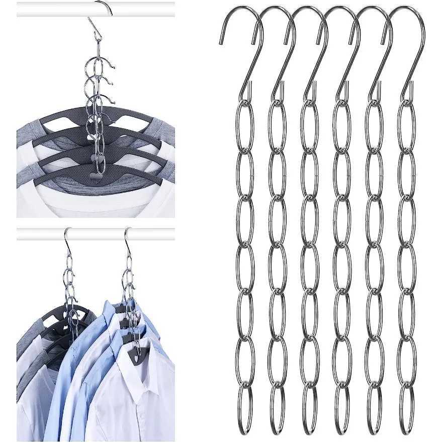 2pcs 7-Slot Metal Chain Clothes Hanger Space-Saving Organizer Multi-Hanger Storage Wardrobe Accessory Clothes Organizer Storage C251117