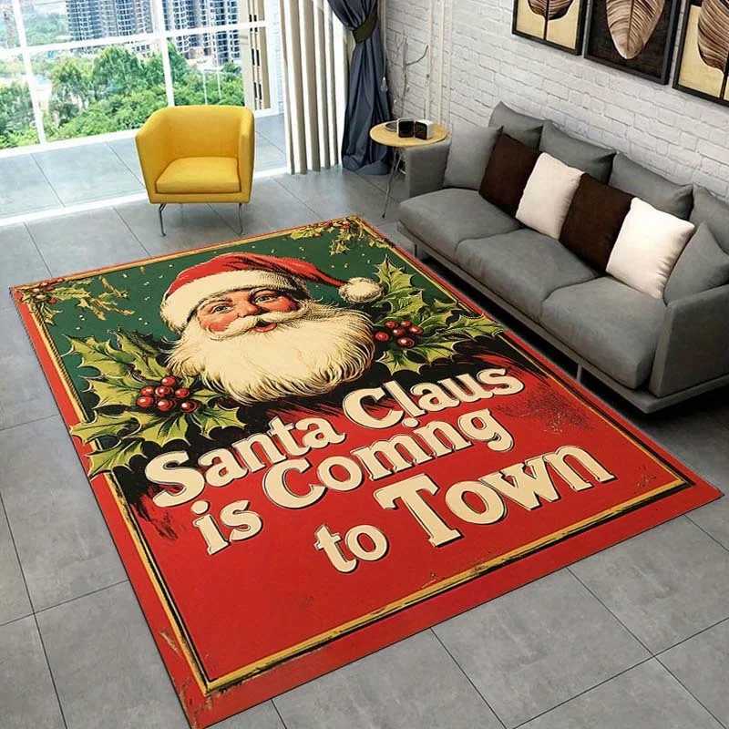 Santa Claus Christmas Rug for Festive Holiday Decor Seasonal Area Rugs Winter Wonderland Home Accents Skid resistant carpetM251117