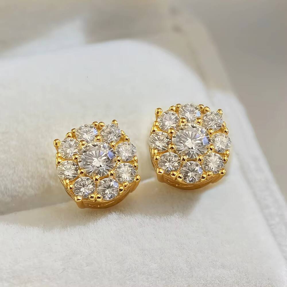 18K Gold Plated 925 Silver Floral Moissanite Earrings Dainty Daisy Studs Jewelry Gift for Women