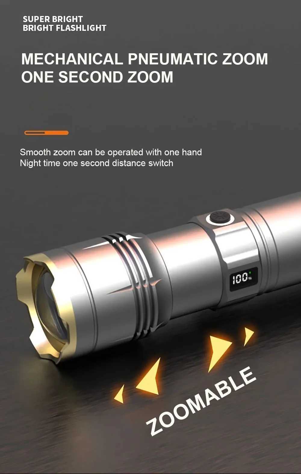 2025 Newest 10000mah Powerful white and yellow laser dual light source flashlight 3000W tactical flashlight emergency spotlight M251117