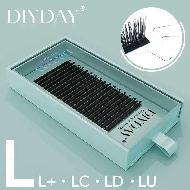 DIYDAY L shape Eyelash Extensions LU LC LD M Curl Volume Lashes Matt Black PBT Mink Individual Fake Eyelashes for Make upT251117