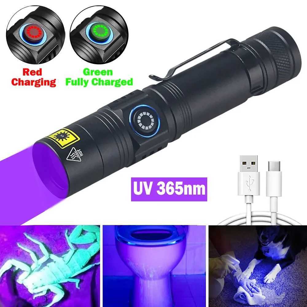 Mini UV Flashlight 365nm 395NM Ultraviolet Blacklight USB Rechargeable Purple Linternas Carpet Pet Urine Detector Catch Scorpion M251117