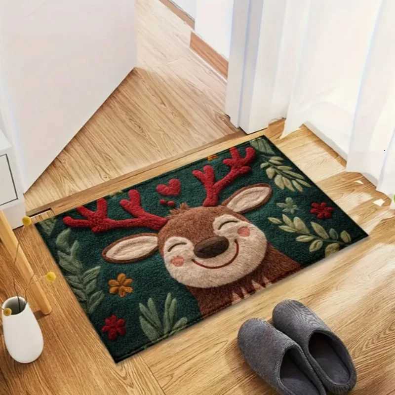 Santa Claus Welcome Door Mat Washable Indoor and Outdoor Entrance Mat RV Mat Kitchen Carpet Suitable for Bathroom Kitchen EtcM251117