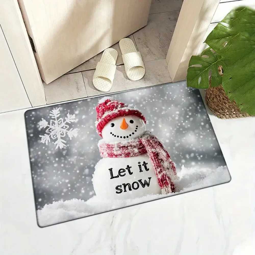 VIKAMA 1 PC Christmas Snowman Winter Entrance Non-Slip Rug Doormat Bedroom Kitchen Bathroom Floor Mat Christmas DecorationsM251117