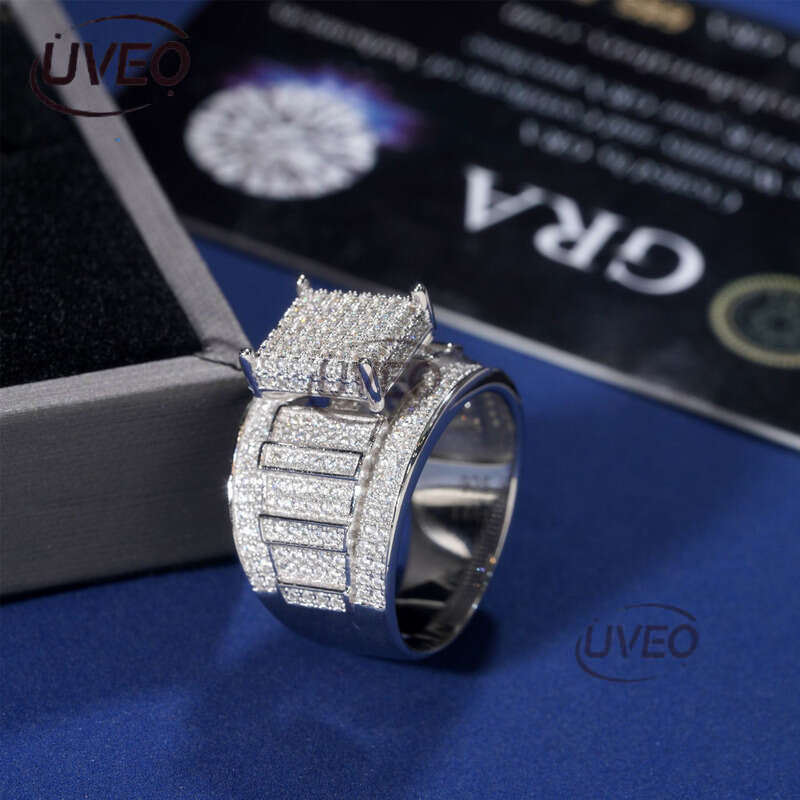 Moissanite Ring Gold Jewelry 925 VVS Iced Out Hiphop Pass Dias Tester Women