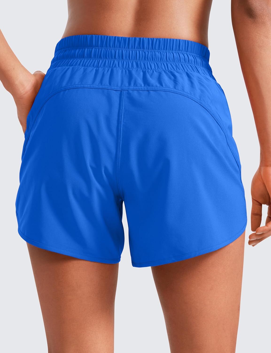 Women's mid rise running shorts lining -5-inch (approximately 12.7 cm) quick drying exercise track with zippered pocket