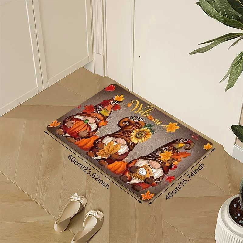 Charming WELCOME Dwarf Doorway Christmas MatNon-Slip Mat with Festive Pumpkin Design for Indoor/Outdoor EntrywaysM251117