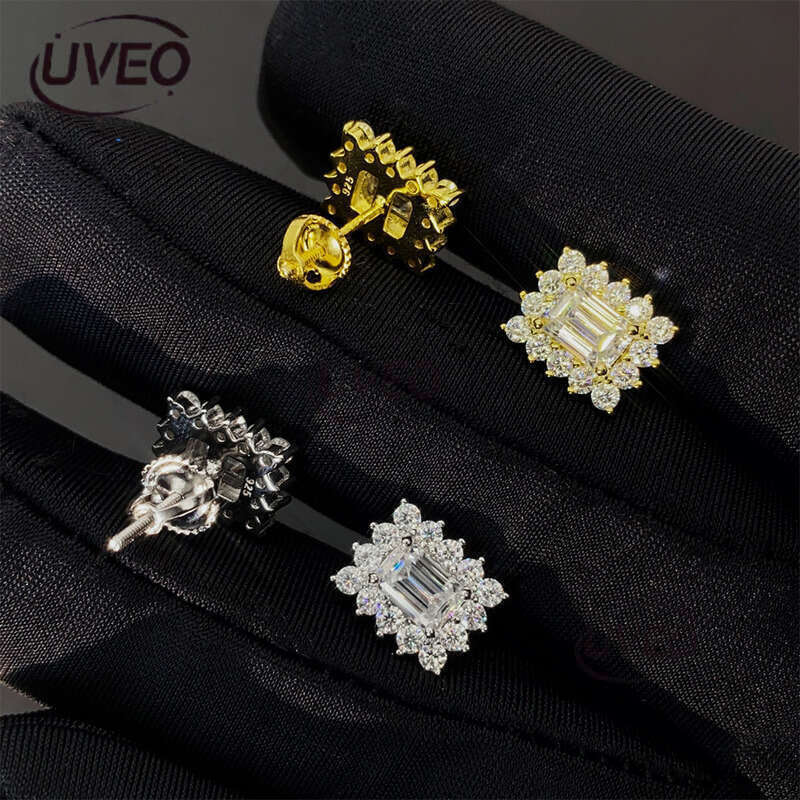 Gold Jewelry VVS Iced Out 925 Sterling Silver Earrings for Woman Hip Hop Pass Dias Tester Fashion Mens Couple Gift
