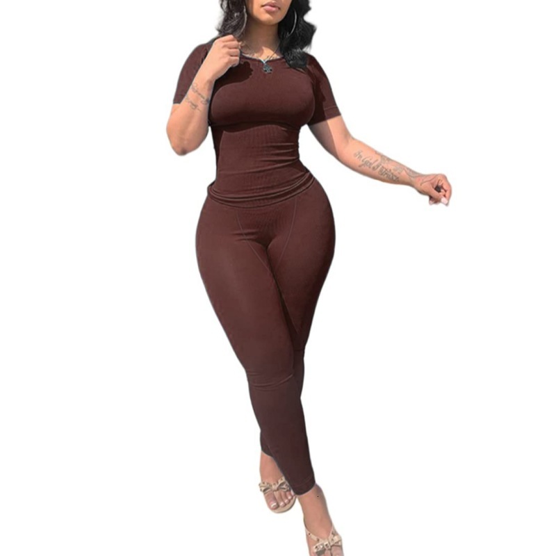 New Sport Womens Tracksuit Sexy Tight Two Piece Set Casual Workout Yoga Sets Short Sleeve Zipper Neck Top Blouse And Shorts Leisure Track Suit Outfits
