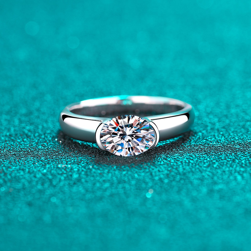 TaiYang 1.5ct Moissanite Oval Ring for Women, Luxurious 925 Sterling Silver Wedding Engagement Diamond Ring with Moissanite Certificate