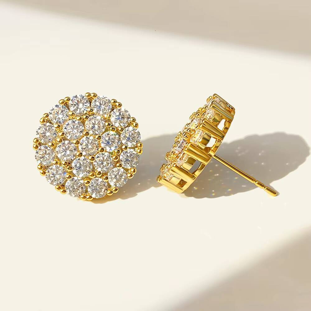 For FOXI 925 Sterling Silver Zirconia Stud Earrings for Women Gold Rhodium Plated for Anniversary Party Gift