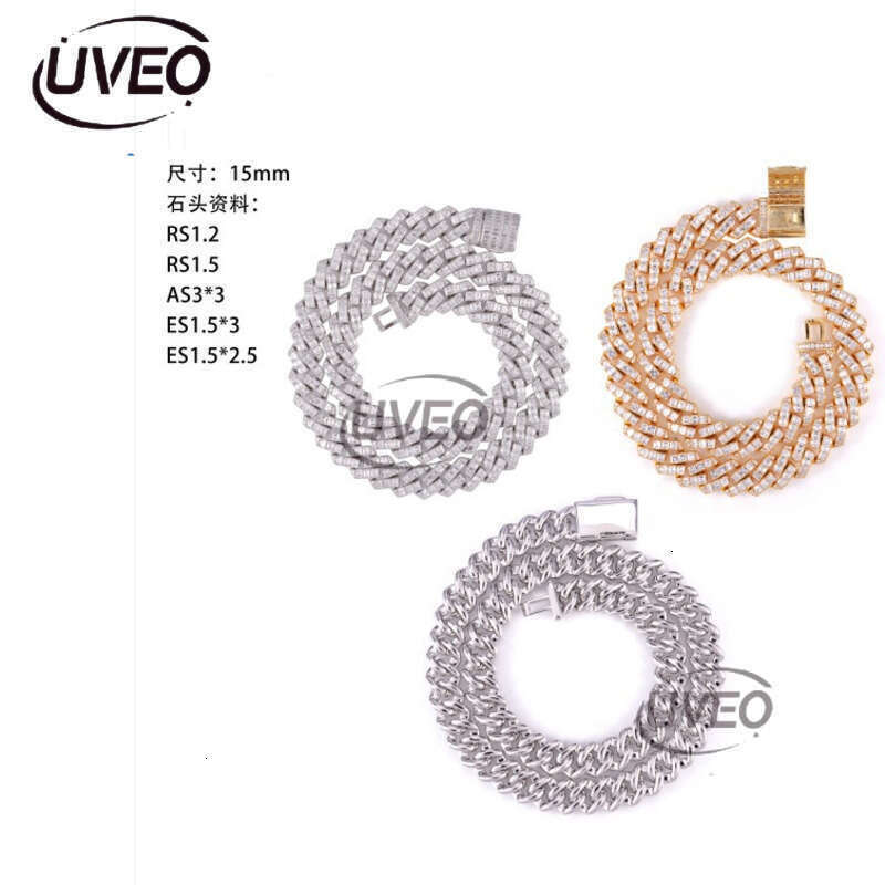 VVS Jewelry Gold Sterling Silver Iced Out 925 Moissanite Cuban Ring Hip Hop Pass Diamond Tester Cuban Link Chains Pendant Women Mens Gift