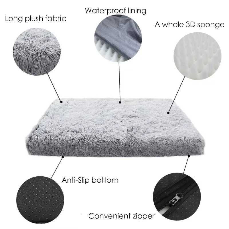 Plush Square Dog Mattress Removable Washable Kennel Dog Bed Mat Super Soft Sleeping Pet Bed for Small Medium Large DogsM251117 - view 3