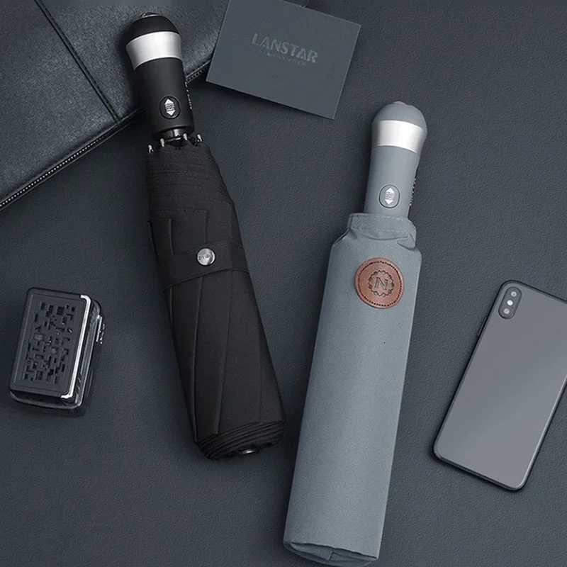 LED Light Umbrella Automatic Windproof Folding Umbrella Men Women Flashlight Outdoor Umbrellas Foldable 8 Bones Strong C251117