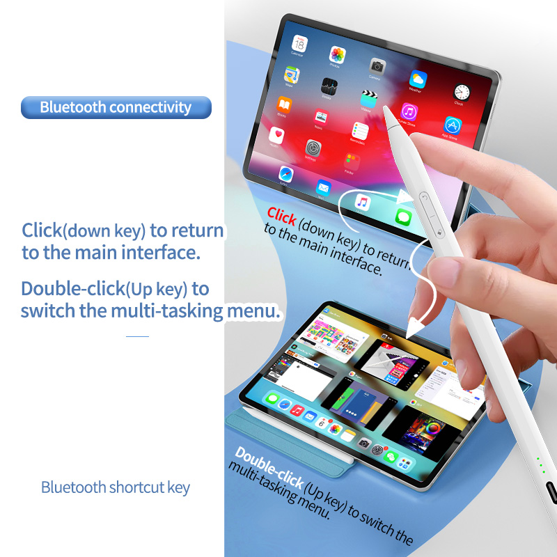 High Quality Fast Charge 3 Light Bluetooth Tablet Touch Pen Active Stylus Pen with Palm Rejection Tilt Function for Ipad with Shortcut key function