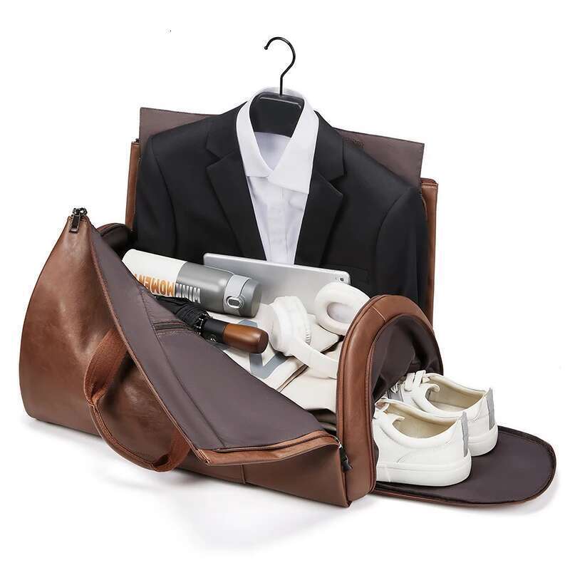 Suit storage formal folding PU leather large capacity business travel men's hand-held crossbody suit bag