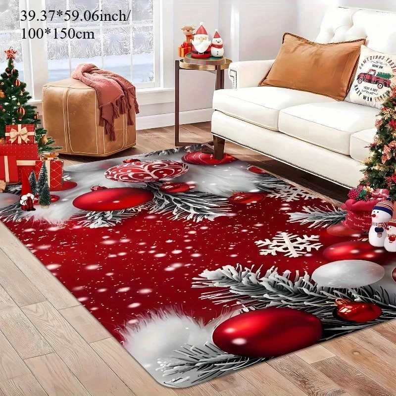 Pine Branch Snowflake Ornament Red Theme Area Rug for Entryway Bedroom Yard Garden - Home Decor Christmas Gift ChoiceM251117