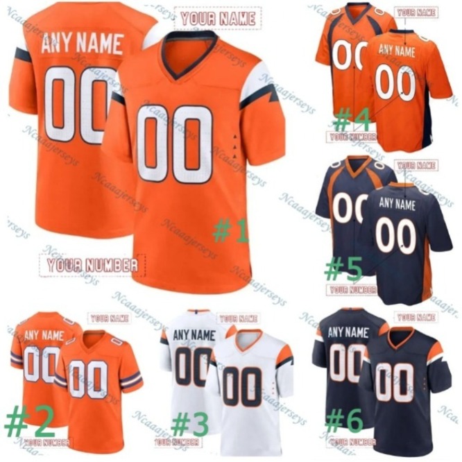 In stock 10 Bo Nix Football Jersey Patrick Surtain ll 23 Barron John Elway Courtland Sutton Double Stitched Name Number breathable00