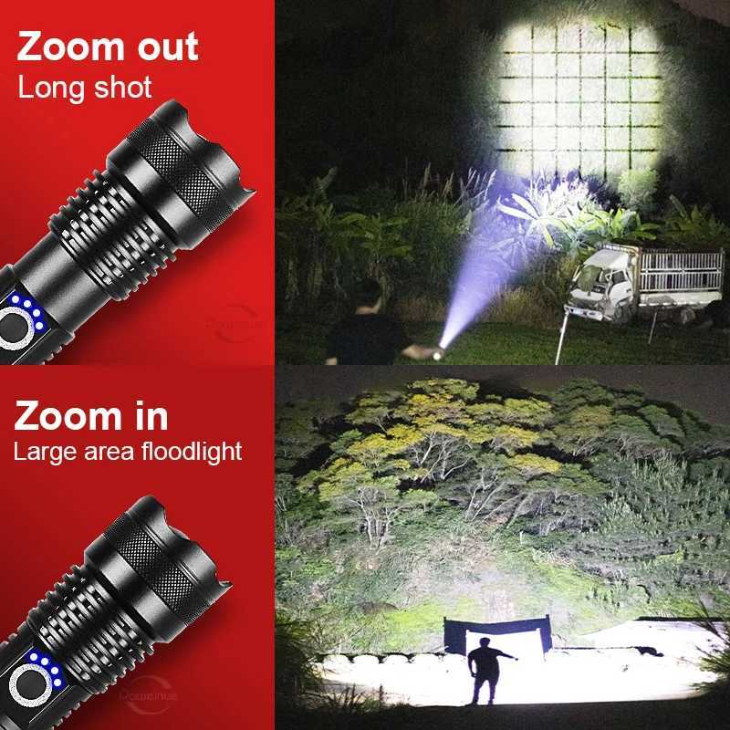 XHP360 Newest Powerful Flashlight Rechargeable Torch Light XHP90 High Power LED Flaslight USB Zoomable Camping Lantern Work Lamp M251117