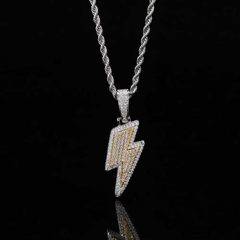 Moissanite High Quality Iced Out Hip Hop Cubic Zirconia Pendant Lightning Pendant