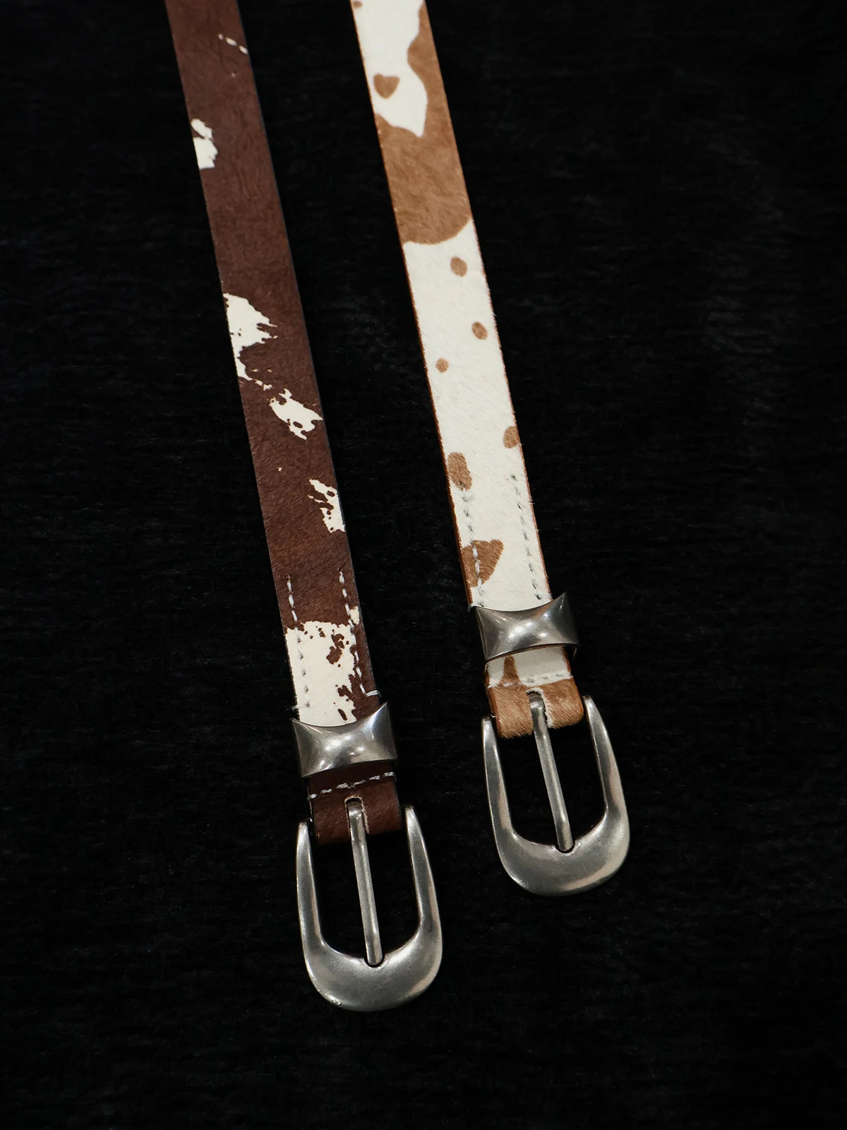 Womens handmade cow print buckle strap 2cm 250414