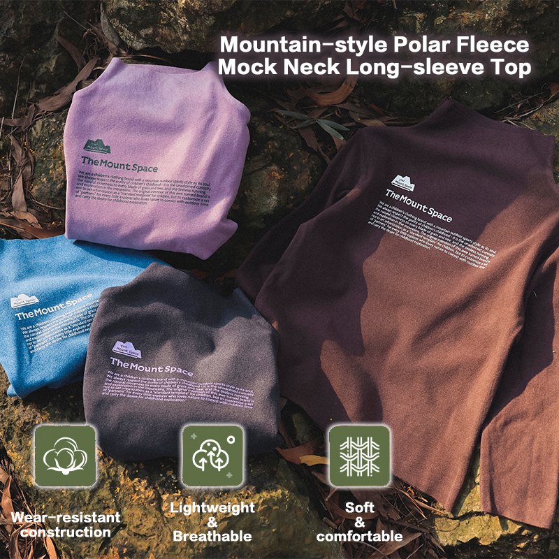 Mountain-Style Polar Fleece Mock Neck Long-Sleeve Top, Water-Repellent Textured Outdoor Sweatshirt for Men, New Season Hiking & Daily Wear 25AG1136