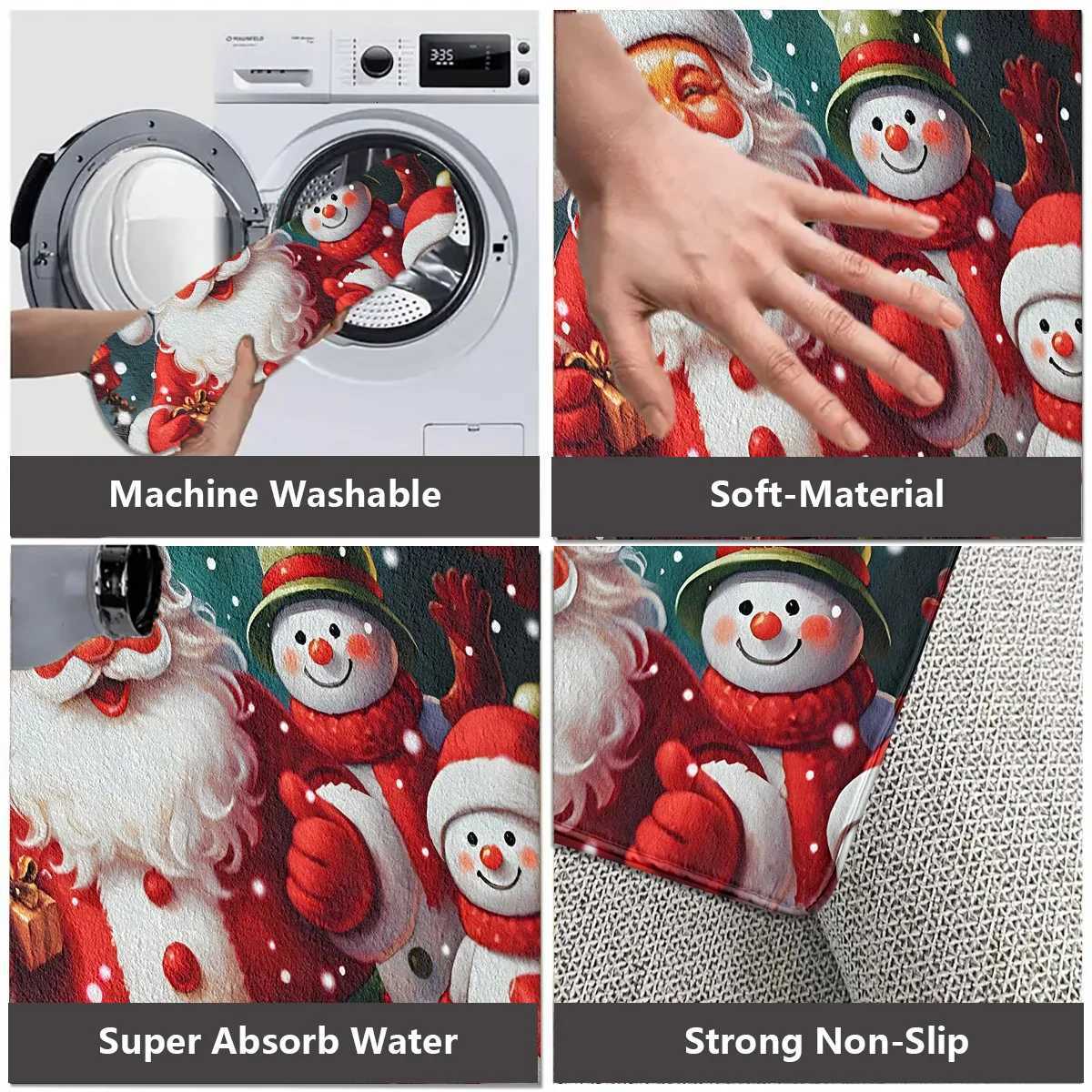 Christmas-Themed Santa Claus and Snowman Non-Slip Floor Mat - Festive Entryway Mat/Living Room Foot Mat A Great Christmas DecorM251117