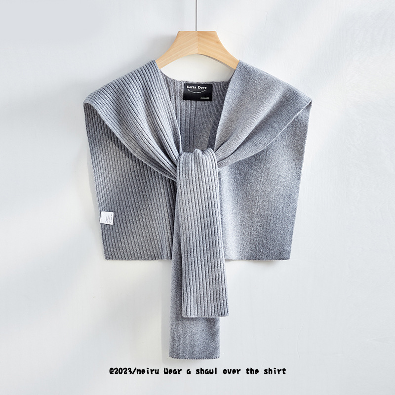K422 Solid color air conditioning shawl office 2024 new spring and autumn women's shoulder and neck warm shoulder knitted small waistcoat outer w
