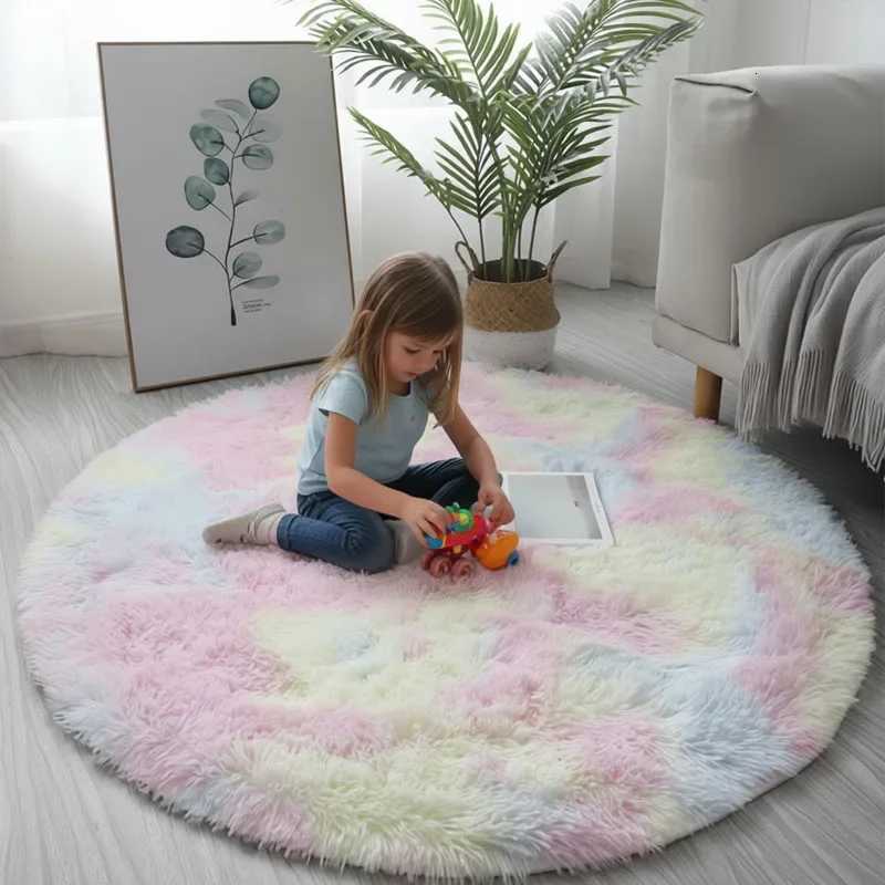 Round Fluffy Plush Carpet Super Soft Floor Mat for Bedroom Living Room Nursery Kids Room Home Cozy Decorative Area RugM251117