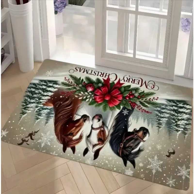 Santa Claus Welcome Door Mat Washable Indoor and Outdoor Entrance Mat RV Mat Kitchen Carpet Suitable for Bathroom Kitchen EtcM251117