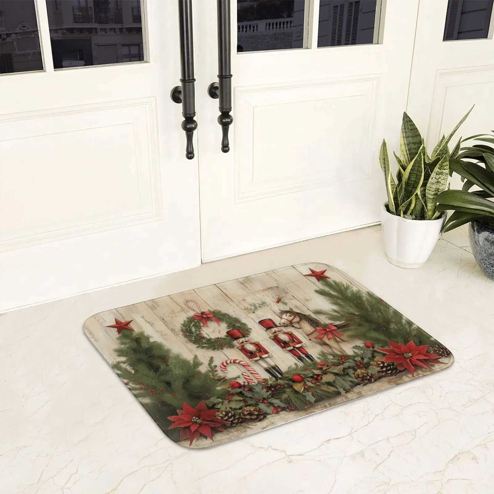 Christmas Nutcracker Tree Entrance doormat home decor Kitchen floor mat Kitchen hallway balcony rugs navidad decorationsM251117